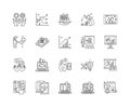 Financial strategy line icons, signs, vector set, outline illustration concept