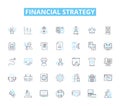 Financial strategy linear icons set. Investment, Savings, Planning, Budgeting, Debt, Returns, Risk line vector and