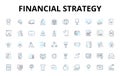 Financial strategy linear icons set. Investment, Savings, Planning, Budgeting, Debt, Returns, Risk vector symbols and