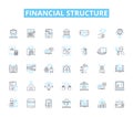 Financial structure linear icons set. Capitalization, Equity, Debt, Leverage, Liquidity, Cash Flow, Assets line vector