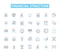 Financial structure linear icons set. Capitalization, Equity, Debt, Leverage, Liquidity, Cash Flow, Assets line vector