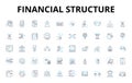 Financial structure linear icons set. Capitalization, Equity, Debt, Leverage, Liquidity, Cash Flow, Assets vector