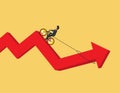 Financial Success Concept. businessman riding a bicycle pull growth arrow graph to improve progress and success Royalty Free Stock Photo