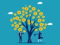 Financial success. Generate profit or income. watering money tree care vector Royalty Free Stock Photo