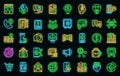 Financial support icons set vector neon