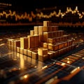 Financial symbolism golden blocks with a captivating stock chart