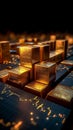 Financial symbolism golden blocks with a captivating stock chart