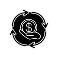 Financial synergy black glyph icon