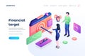 Financial target landing page vector template isometric illustration