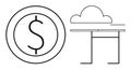 Minimalist Dollar Symbol and Cloud Storage Concept with Modern Line Art Style Royalty Free Stock Photo