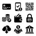 Financial Technology and Digital Payment Methods Icon Set Royalty Free Stock Photo