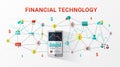 Financial technology Fintech and Business investment info graphic.