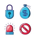 Financial technology security icons Royalty Free Stock Photo