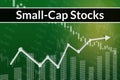 Financial term Small Capitalization Stocks on green finance background from graphs, charts. 3D render