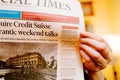 Financial Times British newspaper breaking news of UBS historic