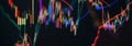 Financial trading graphs on monitor. analysis on the monitor of a computer. Fundamental and technical analysis concept.