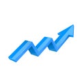 Financial trend. Up rising indication arrow. Blue 3d sign