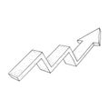 Financial trend. Up rising indication arrow. Outline hand drawn sketch