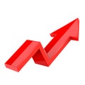 Financial trend. Up rising indication arrow. Red 3d sign