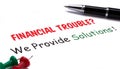 Financial troubles?we provide solutions! Royalty Free Stock Photo