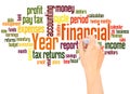 Financial year word cloud hand writing concept