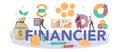 Financier typographic header. Business character making banking