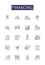 Financing line vector icons and signs. Funding, Investing, Credit, Bankruptcy, Bank, Debtor, Creditor, Obligation Royalty Free Stock Photo