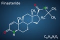 Finasteride molecule. It is used to treat symptoms of benign prostatic hypertrophy and male pattern baldness. Structural chemical