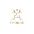 Finch birds with leaves aesthetic minimal logo design vector