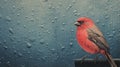 Finch In Rain: Hyper-detailed Portrait With Risograph Ra 4900 Texture