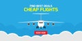 Find best deals cheap flight online travel plane vector illustration. Business booking service trip vacation reservation. World