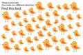 Find bird that looks in other direction, springs education puzzle game for children, preschool worksheet activity for kids, task Royalty Free Stock Photo