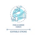 Find career coach turquoise concept icon