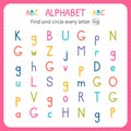 Find and circle every letter G. Worksheet for kindergarten and preschool. Exercises for children Royalty Free Stock Photo