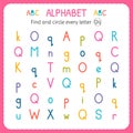 Find and circle every letter Q. Worksheet for kindergarten and preschool. Exercises for children