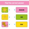 Find the correct answer. Draw a line. Learning words. Education developing worksheet. Activity page for study English. Game for Royalty Free Stock Photo
