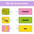 Find the correct answer. Draw a line. Learning words. Education developing worksheet. Activity page for study English. Game for Royalty Free Stock Photo