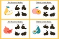 Find correct Fruit silhouette educational game for kids. Preschool puzzle. Shadow matching activity for children