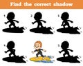 Find the correct shadow, a boy riding a surf Royalty Free Stock Photo