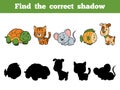 Find the correct shadow for children. Animal collection