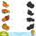 Find the correct shadow, education game. Cartoon set of fruits Royalty Free Stock Photo