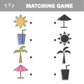 Find the correct shadow, education game for children. Colorful vector set Royalty Free Stock Photo