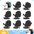 Find the correct shadow, education game for children, Cute Penguin traveler go hiking