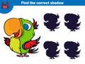 Find the correct shadow, education game for children. Set of cartoon pirate characters Vector illustration