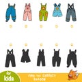 Find the correct shadow, education game, set of dungarees