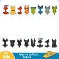 Find the correct shadow, education game for kids. Set of women swimsuits