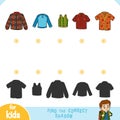 Find the correct shadow, education game. Set of mens clothes Royalty Free Stock Photo