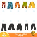 Find the correct shadow, education game, set of pants