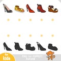 Find the correct shadow, education game. Set of womens shoes