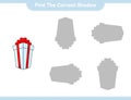 Find the correct shadow. Find and match the correct shadow of Box Gift. Educational children game, printable worksheet, vector Royalty Free Stock Photo